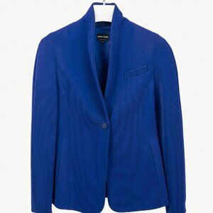 Giorgio Armani Cobalt-Blue Ribbed-Knit Blazer